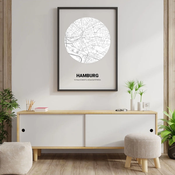 Stadtplan Poster rund - Dein Lieblingsort als Kunstwerk