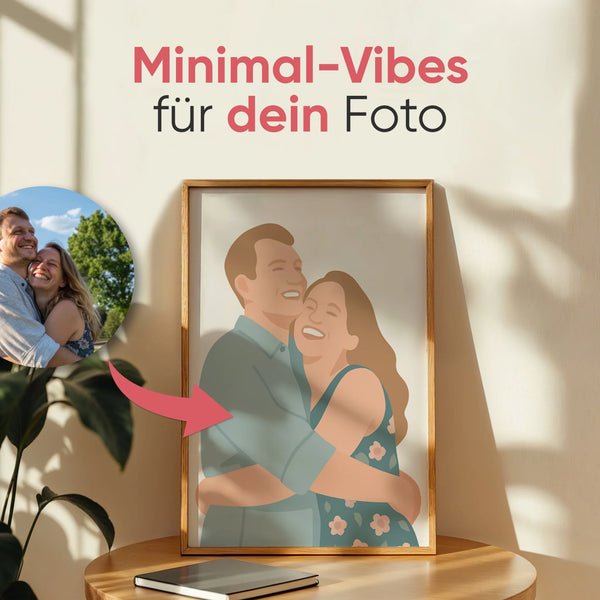 Paare Cartoon Minimal - AI Portrait - Personalisiertes Poster