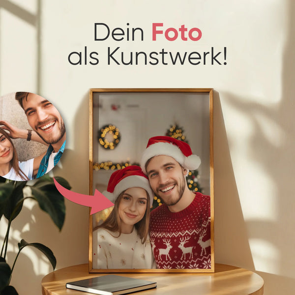 Weihnachten Paar Portrait - AI Poster - Personalisiertes Poster