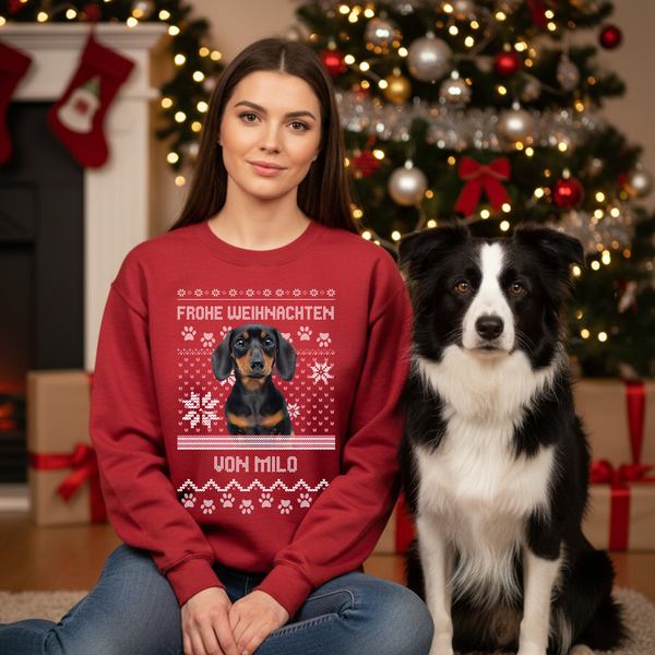 Weihnachtspullover Hund - Personalisiertes Sweatshirt