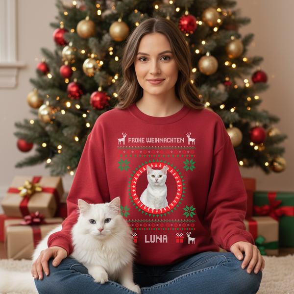 Weihnachtspullover Foto Katze - Personalisiertes Sweatshirt