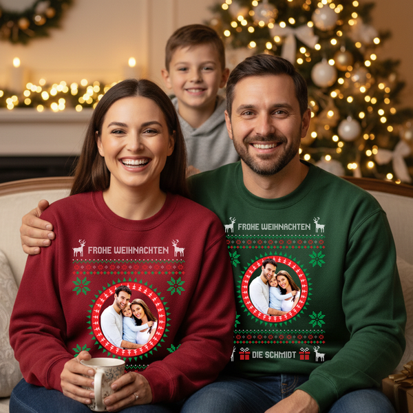Weihnachtspullover Foto Familie - Personalisiertes Sweatshirt