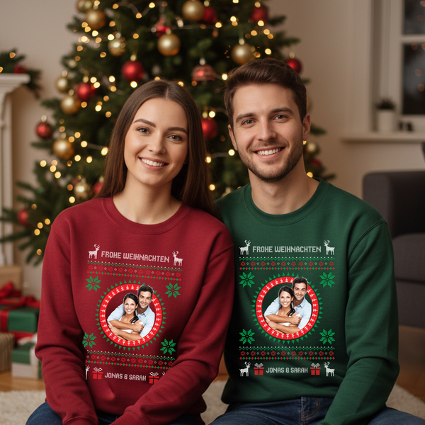 Weihnachtspullover Foto Paar - Personalisiertes Sweatshirt