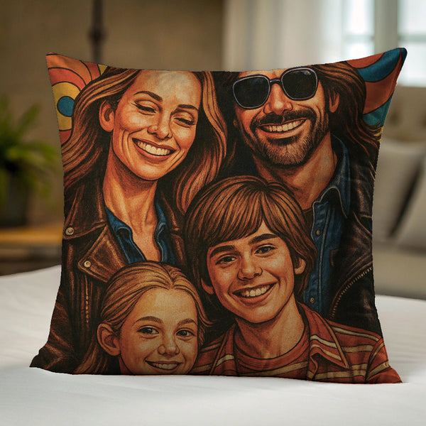 Familie AI Portrait - Personalisiertes Kissen