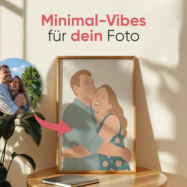Paare Cartoon Minimal - AI Portrait - Personalisiertes Poster
