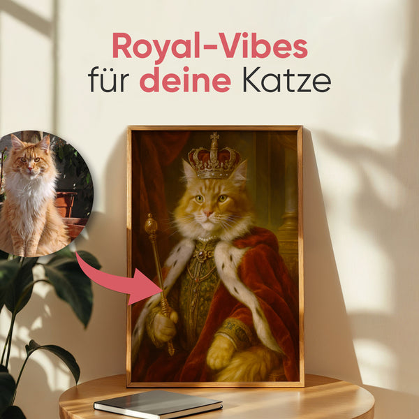 Königliches Katzenportrait AI - Personalisiertes Poster
