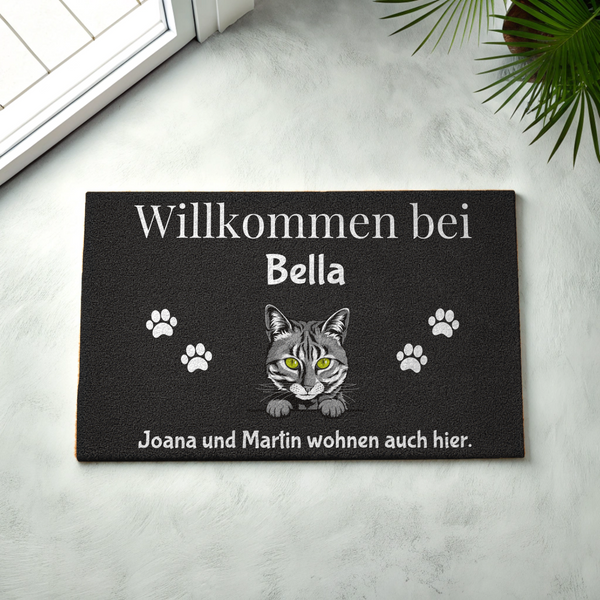 Individuelle Haustier Fußmatte schwarz (Katzen / Hunde / Hase / Pferd) - Willkommen