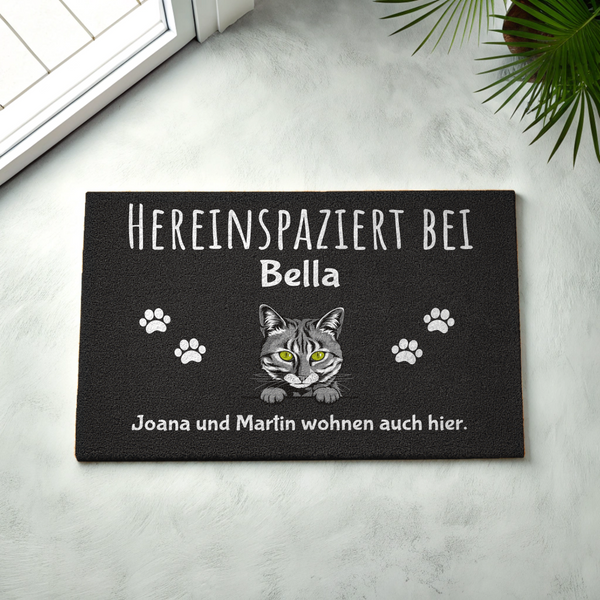 Individuelle Haustier Fußmatte schwarz (Katzen / Hunde / Pferd / Hase) - Hereinspaziert