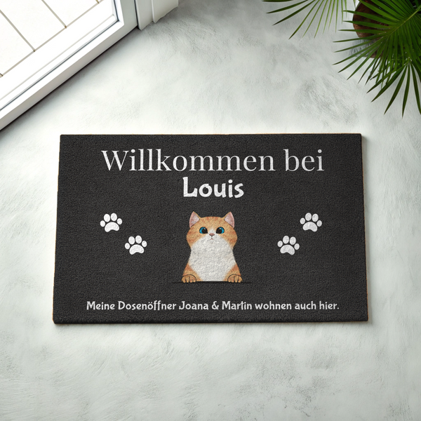Süße Haustiere (Katze / Hund / Pferd / Hase)- Individuelle Fußmatte schwarz