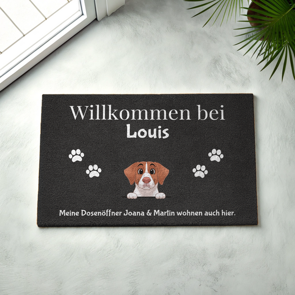 Süße Haustiere (Hund / Katze / Pferd / Hase) - Individuelle Fußmatte schwarz