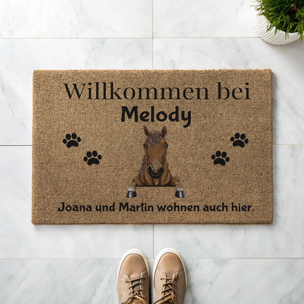 Individuelle Haustier Fußmatte (Pferd / Hunde / Hase / Katze) - Willkommen