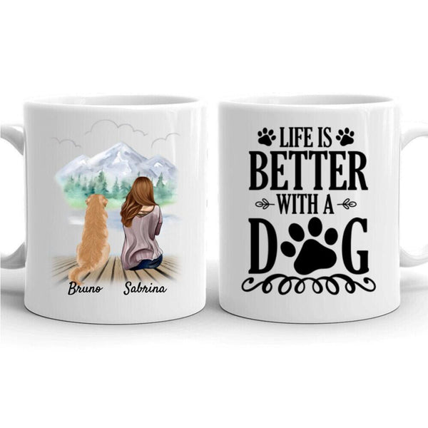 Frau mit Hunden - Personalisierte Tasse