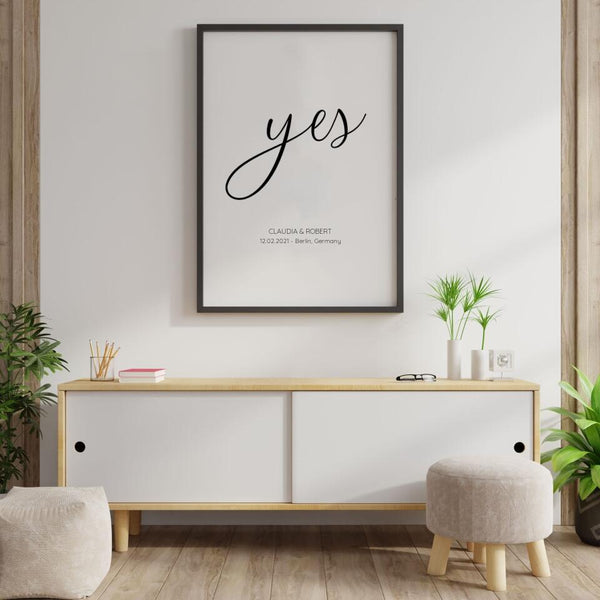 Pärchen "yes" - Personalisierter Kunstdruck (Poster / Leinwand)