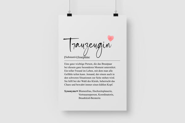 Trauzeugin Definition - Personalisiertes Poster