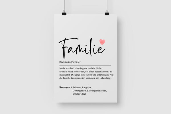 Familie Definition - Personalisiertes Poster