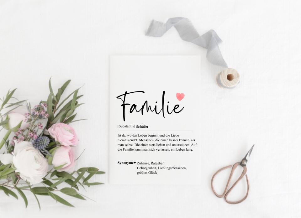 Familie Definition - Personalisiertes Poster – MyHappyMoments.de