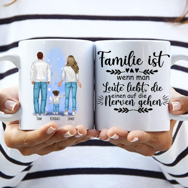 Familie mit Kinder - Personalisierte Tasse