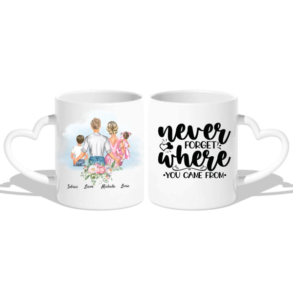 Familie (bis 2 Kinder) - Personalisierte Tasse