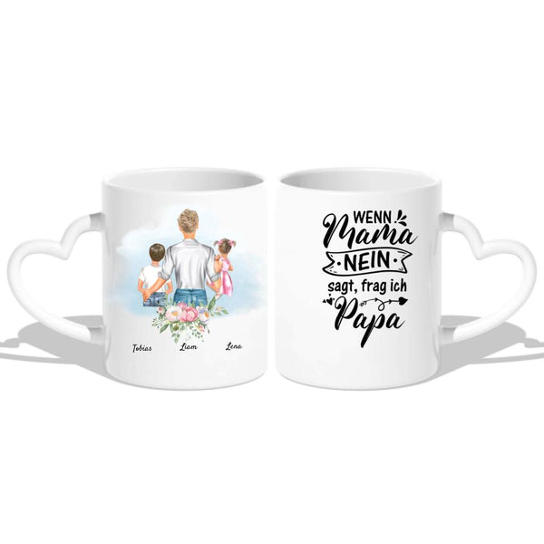Vater mit Kindern - Personalisierte Tasse