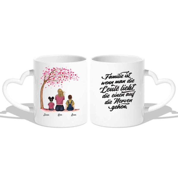 Mutter mit Kindern, Hunden und Katzen - Personalisierte Tasse