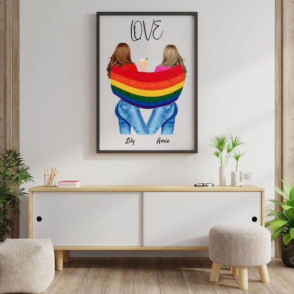 "Liebe hat kein Geschlecht" LGBTQ+ - Personalisierter Kunstdruck (Poster, Leinwand)