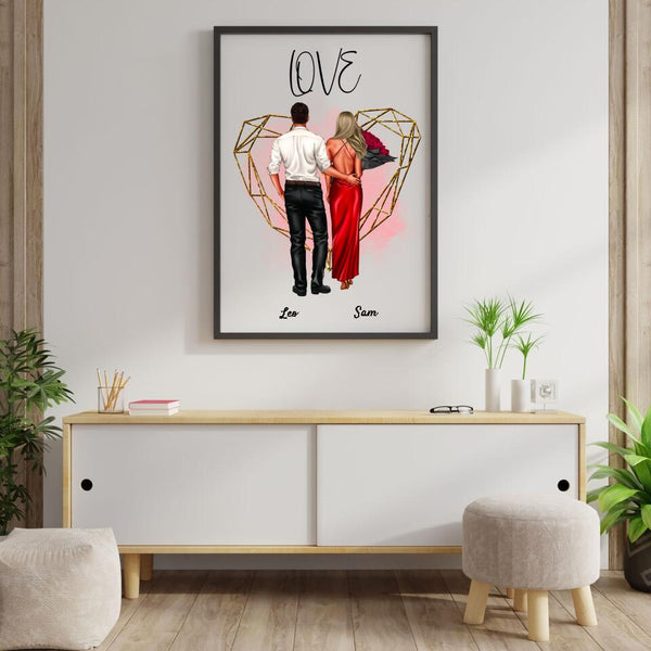 Pärchen “Be My Valentine”- Personalisierter Kunstdruck (Poster, Leinwand)