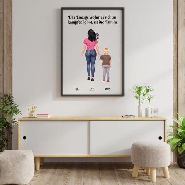 Mutter und Kinder - Personalisierter Kunstdruck (Poster, Leinwand