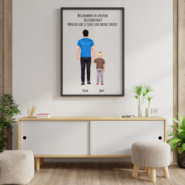 Vater und Kinder - Personalisierter Kunstdruck (Poster, Leinwand)