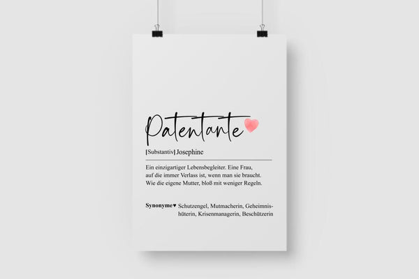 Patentante Definition - Personalisiertes Poster