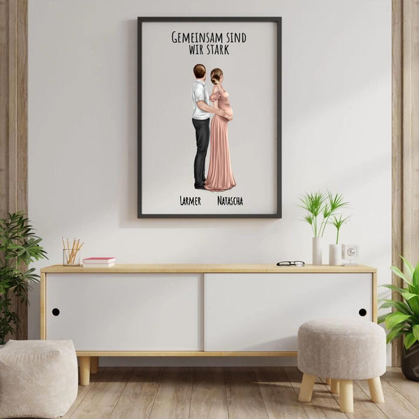 Schwangere Frau (mit Mann) - Personalisierter Kunstdruck (Poster, Leinwand)