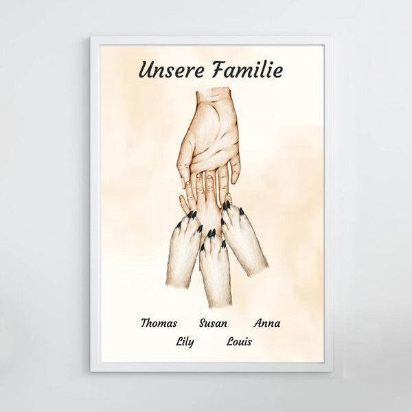 Familienglück Mutter mit Kindern - Personalisierter Kunstdruck (Poster, Leinwand)