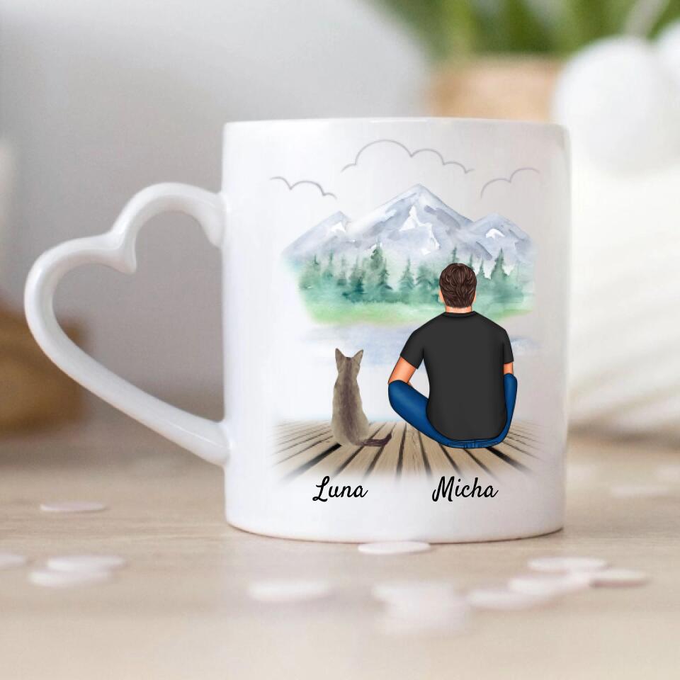 Mann Mit Katze - Personalisierte Tasse – MyHappyMoments.de