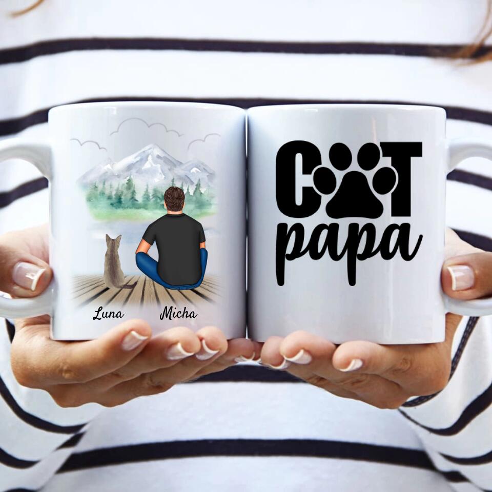 Mann Mit Katze - Personalisierte Tasse – MyHappyMoments.de