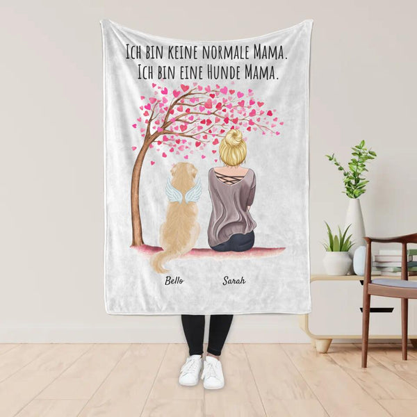 Frau mit Hund & Katze (Personalisierte Decke)
