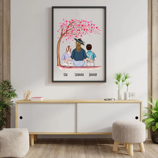 Großmutter mit Kindern - Personalisierter Kunstdruck (Poster, Leinwand)