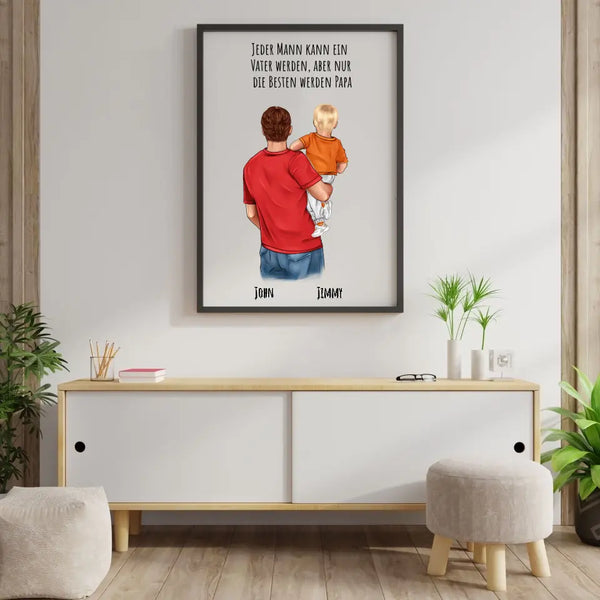 Vater mit Kind - Personalisierter Kunstdruck (Poster, Leinwand)