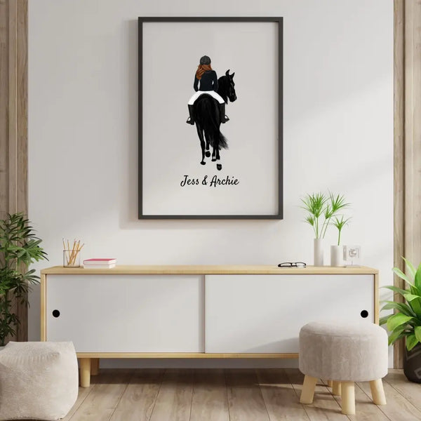 Pferd und Reiterin (bis zu 3) schlicht - Personalisierter Kunstdruck (Poster/Leinwand)