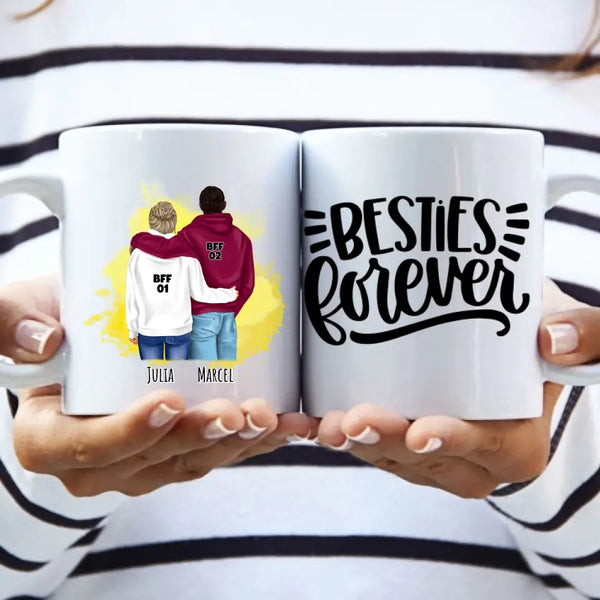 Beste Freunde mit Hoodies - Personalisierte Tasse