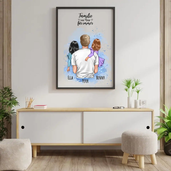 Vater mit Kindern - Personalisierter Kunstdruck (Poster, Leinwand)